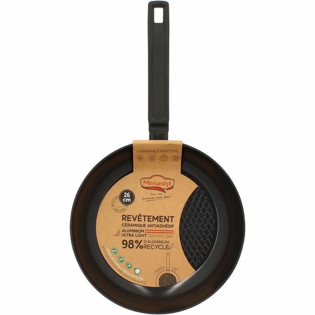 Stekpanna Menastyl Svart Smitt aluminium Ø 26 cm - 2