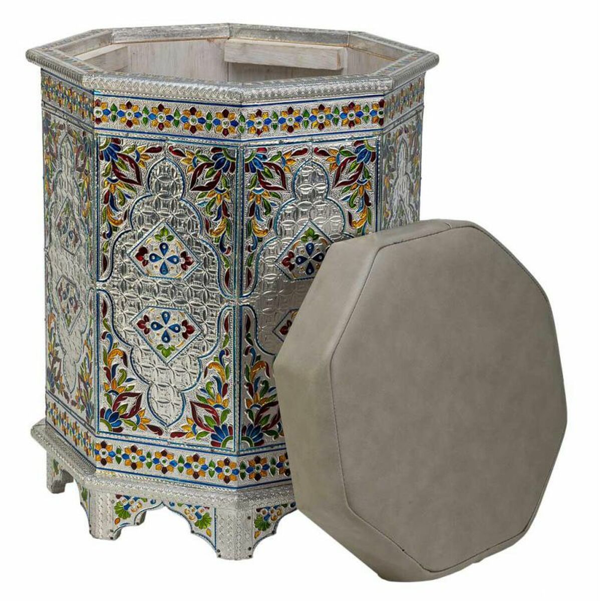 Sittpall Alexandra House Living Blå Aluminium Trä MDF 11 x 42 x 38 cm - 3