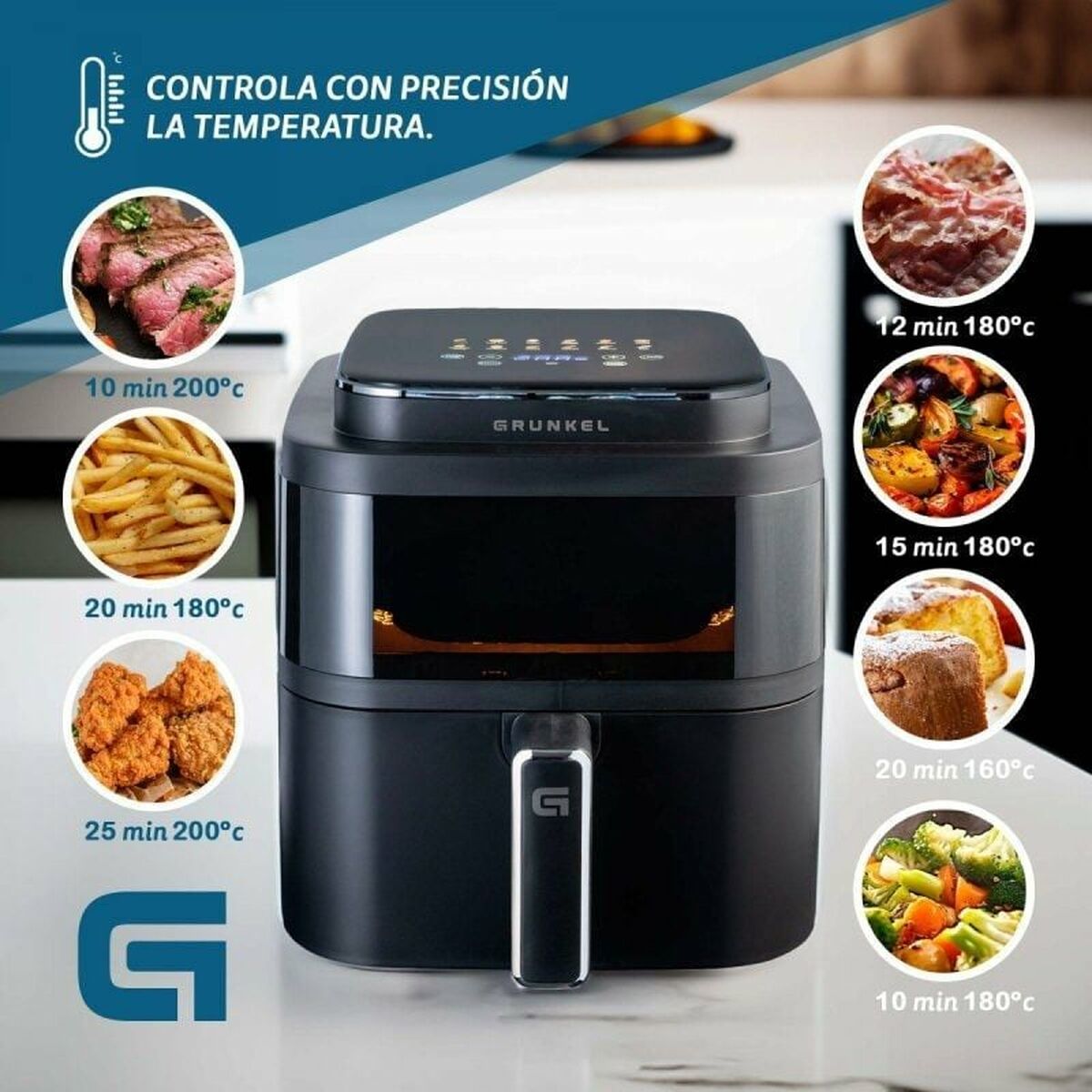 Luftfritös Grunkel Light Fryer 1400 W 6 L Svart - 4