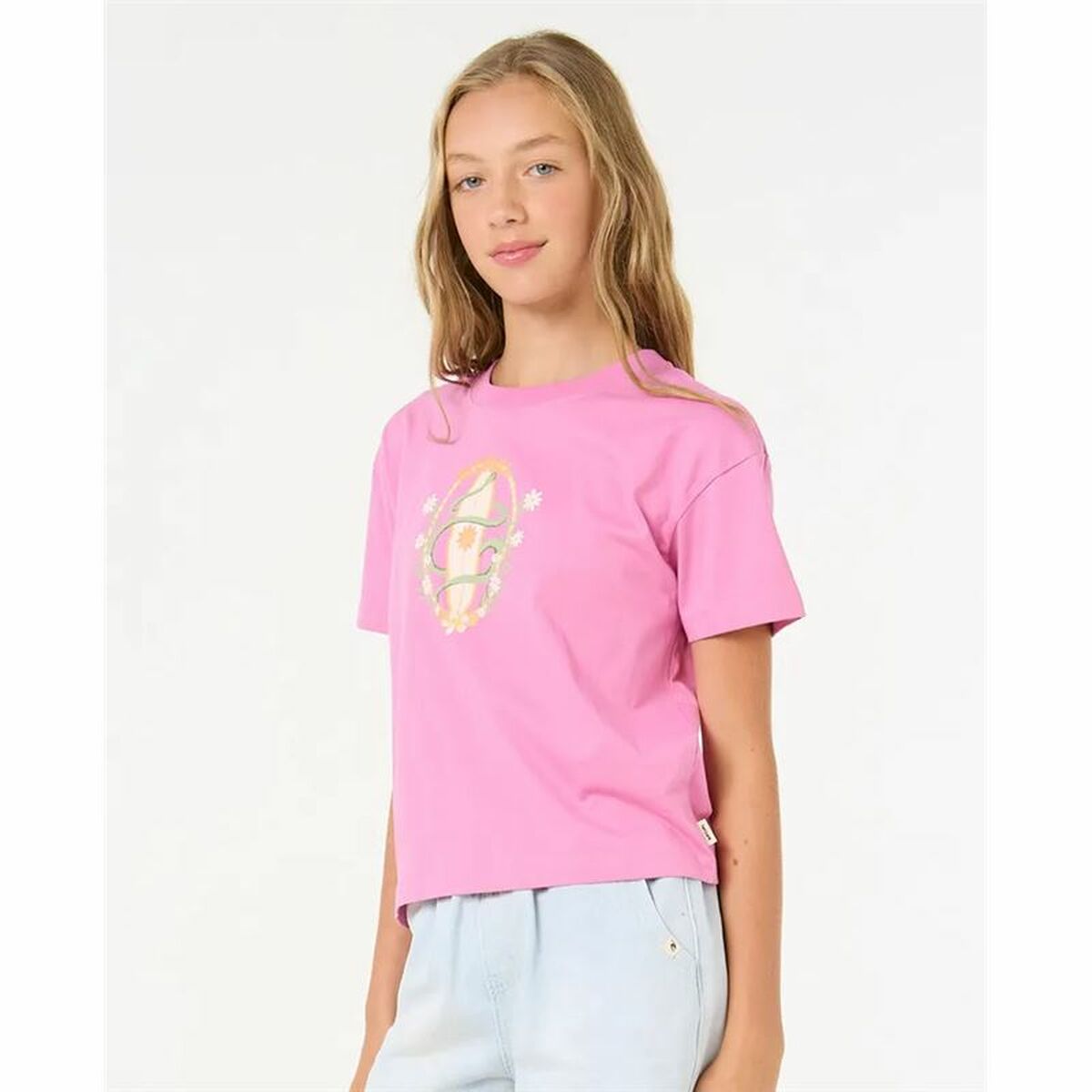 Barn T-shirt med kortärm Rip Curl Island Surf Crop Rosa - 3