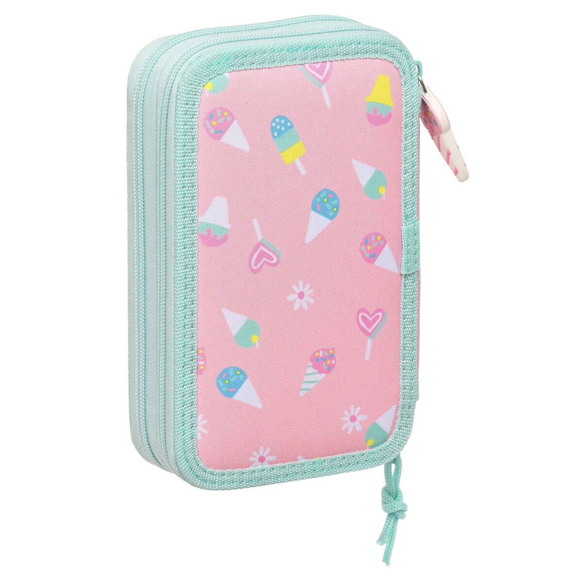 Dubbelt pennfodral Peppa Pig Ice cream Rosa Mint 12.5 x 19.5 x 4 cm (28 Delar) - 5
