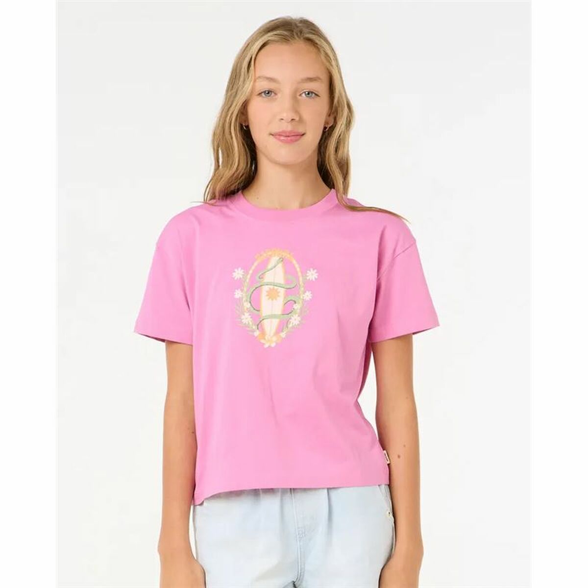 Barn T-shirt med kortärm Rip Curl Island Surf Crop Rosa - 2