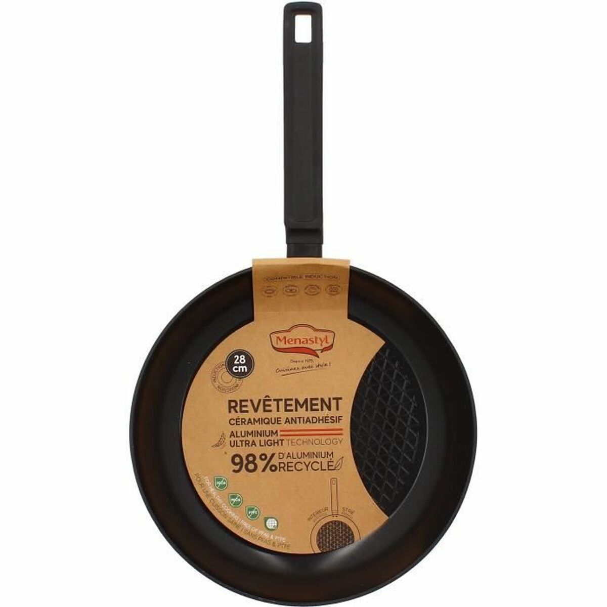 Stekpanna Menastyl Svart Smitt aluminium Ø 28 cm - 2