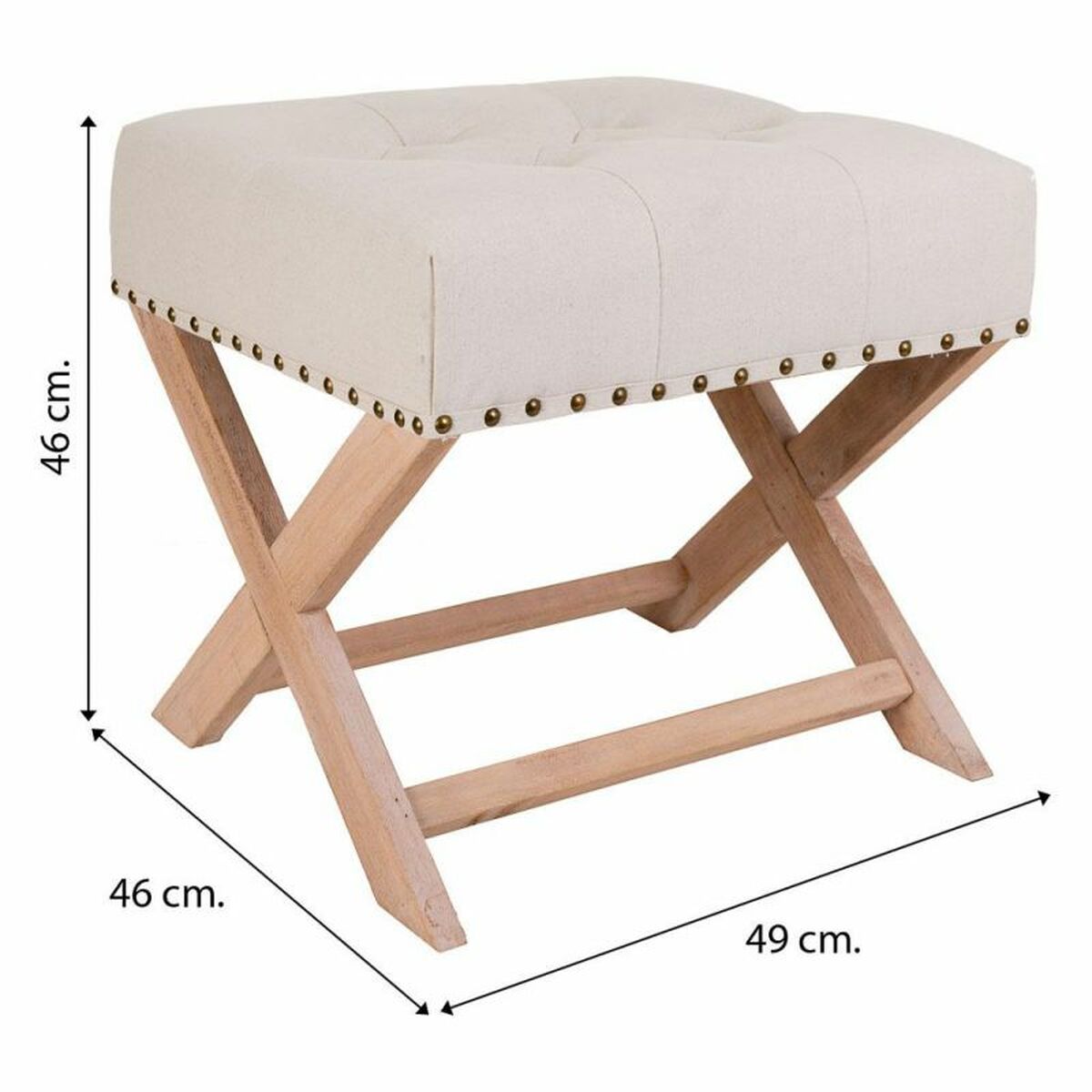 Sittpall Alexandra House Living Grå Kräm 46 x 46 x 49 cm - 7