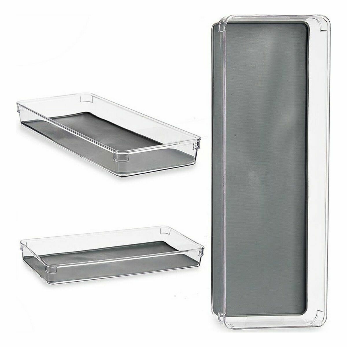 Lådorganiserare Återvunnen plast Grå 16 x 4,5 x 40 cm (24 antal) - 2