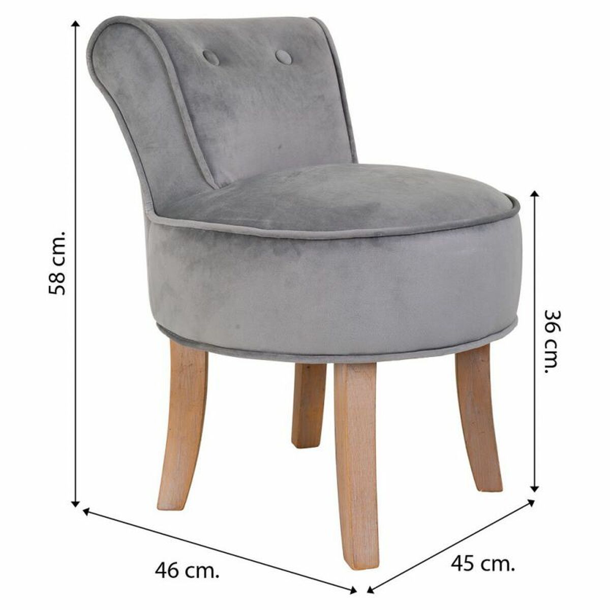 Sittpall Alexandra House Living Grå Sammet Gummi 46 x 58 x 45 cm - 7