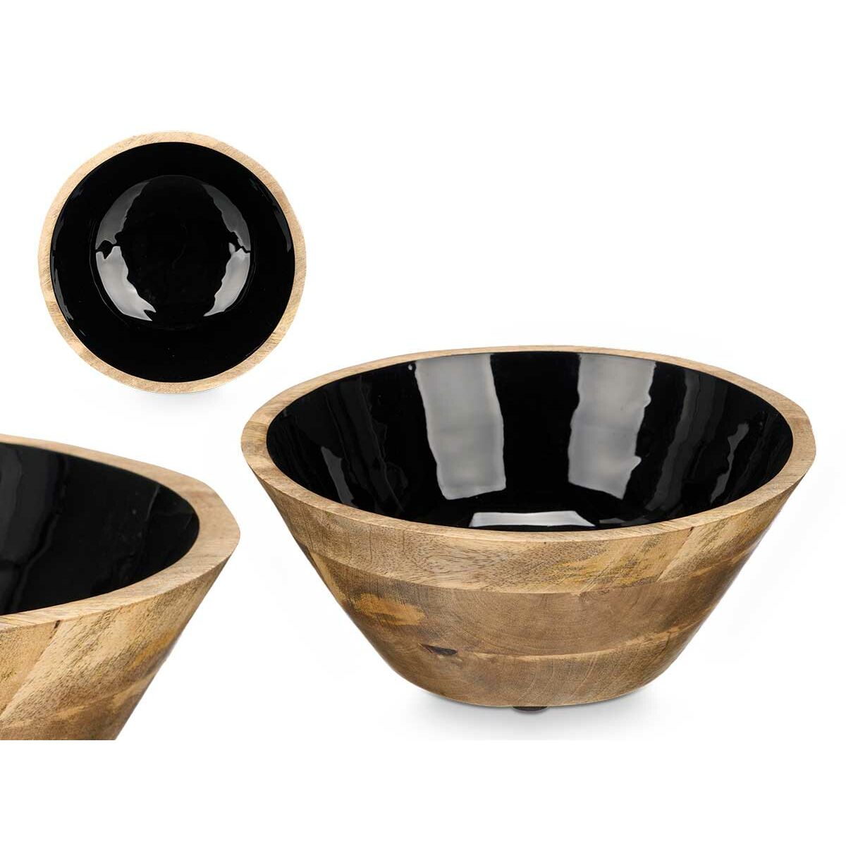Skål Gift Decor Svart 24,3 x 10,5 x 24,3 cm (6 antal) - 3