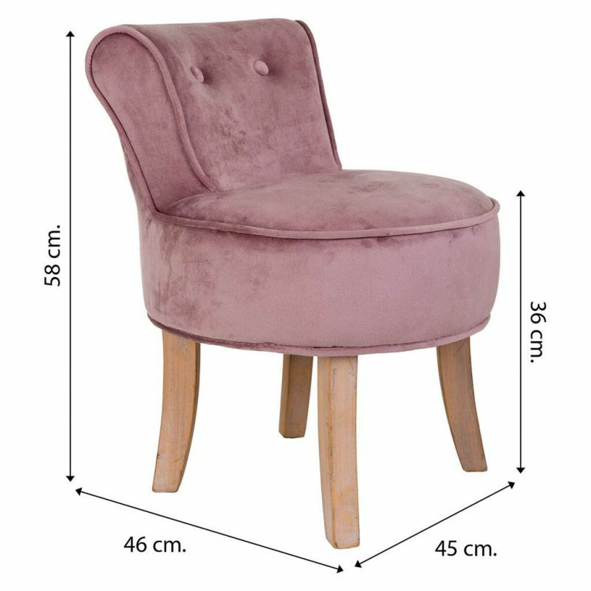 Sittpall Alexandra House Living Rosa Sammet Gummi 46 x 58 x 45 cm - 8