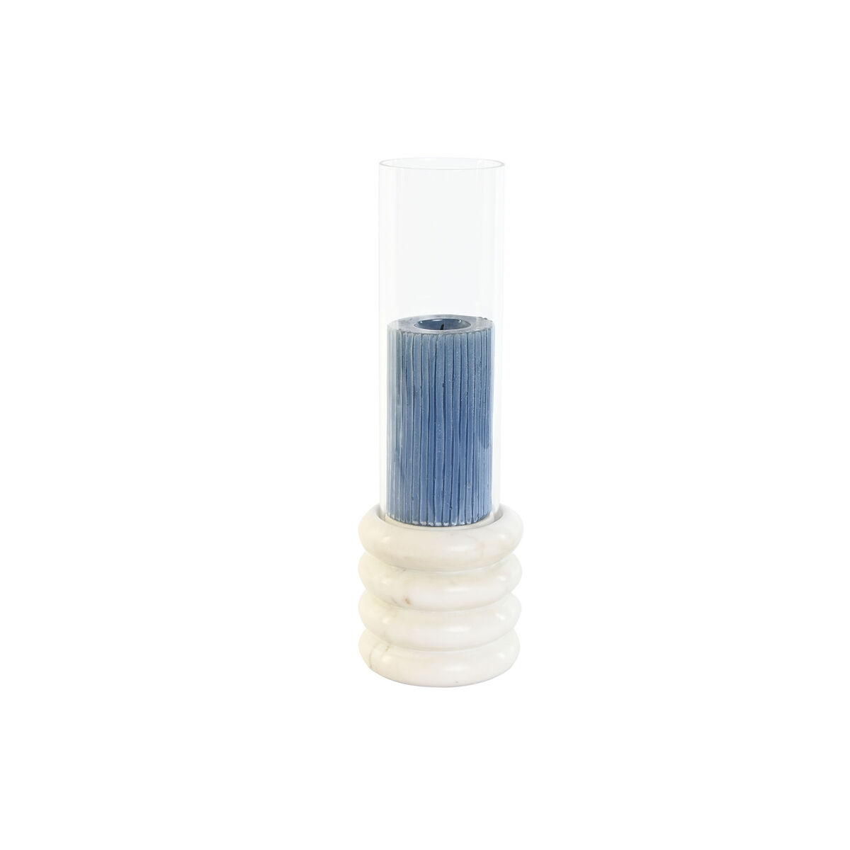 Ljusstakar Home ESPRIT Vit Naturell Glas Marmor 10 x 10 x 33 cm - 2
