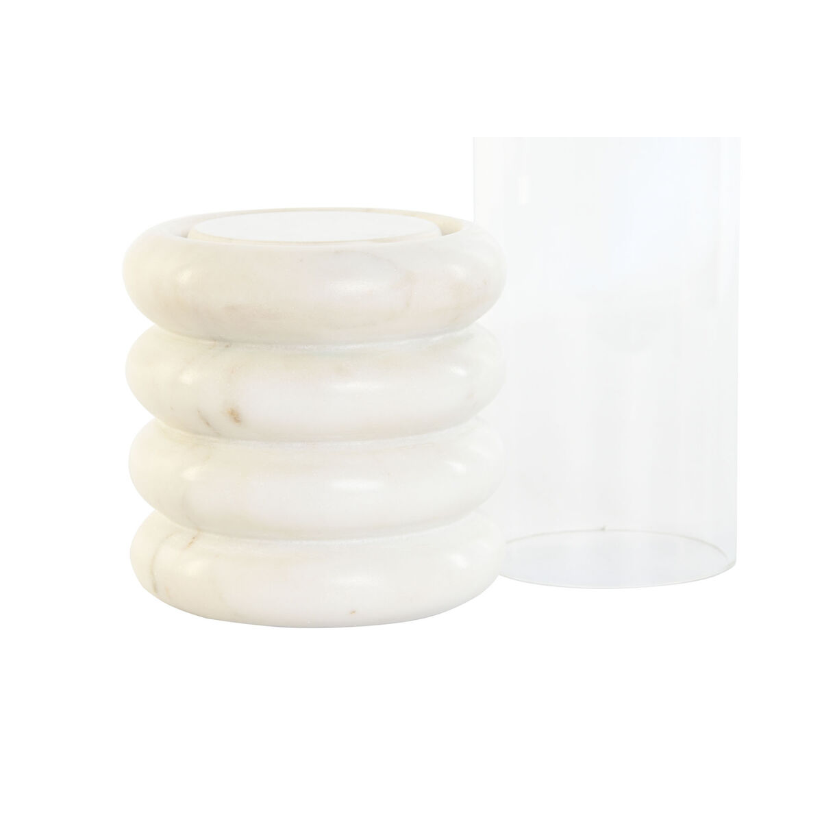 Ljusstakar Home ESPRIT Vit Naturell Glas Marmor 10 x 10 x 33 cm - 3