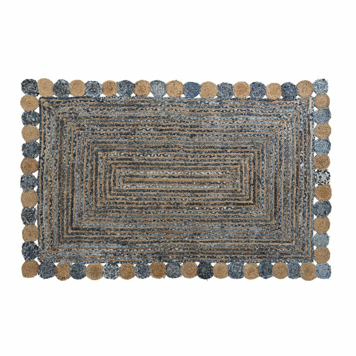 Matta DKD Home Decor Blå Bomull Multicolour Indier Jute 160 x 230 x 1 cm - 9