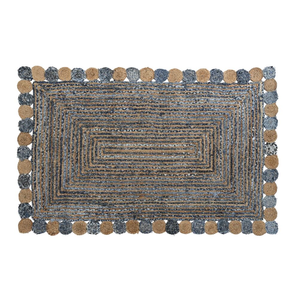 Matta DKD Home Decor Blå Bomull Multicolour Indier Jute 160 x 230 x 1 cm