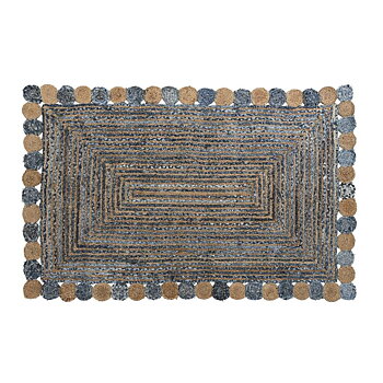 Matta DKD Home Decor Blå Bomull Multicolour Indier Jute 160 x 230 x 1 cm