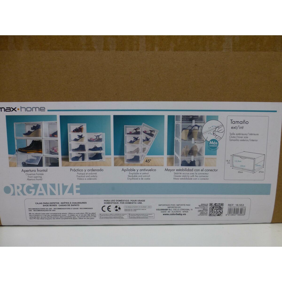 Stackable shoe box Max Home Vit 6 antal polypropen ABS 35 x 18,5 x 27 cm - 13