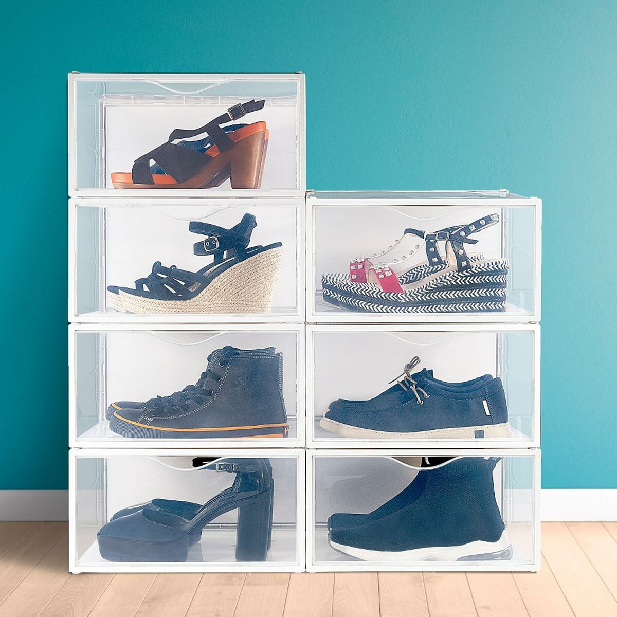 Stackable shoe box Max Home Vit 6 antal polypropen ABS 35 x 18,5 x 27 cm - 12