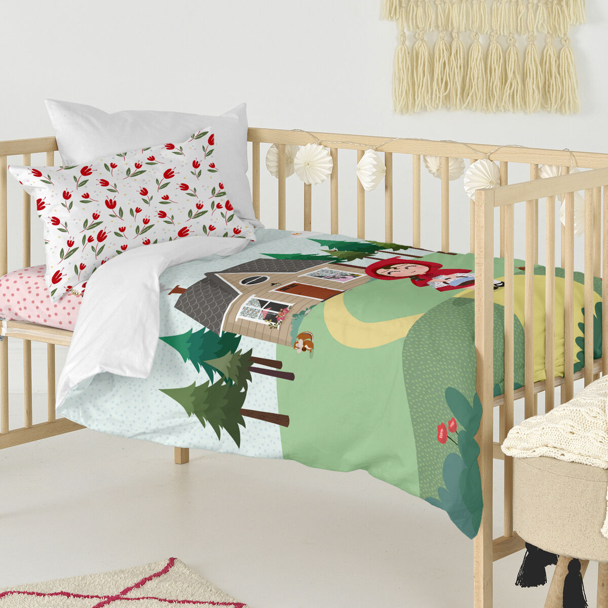 Täckslagsset HappyFriday Mr Fox Red riding hood  Multicolour Babysäng 2 Delar - 4