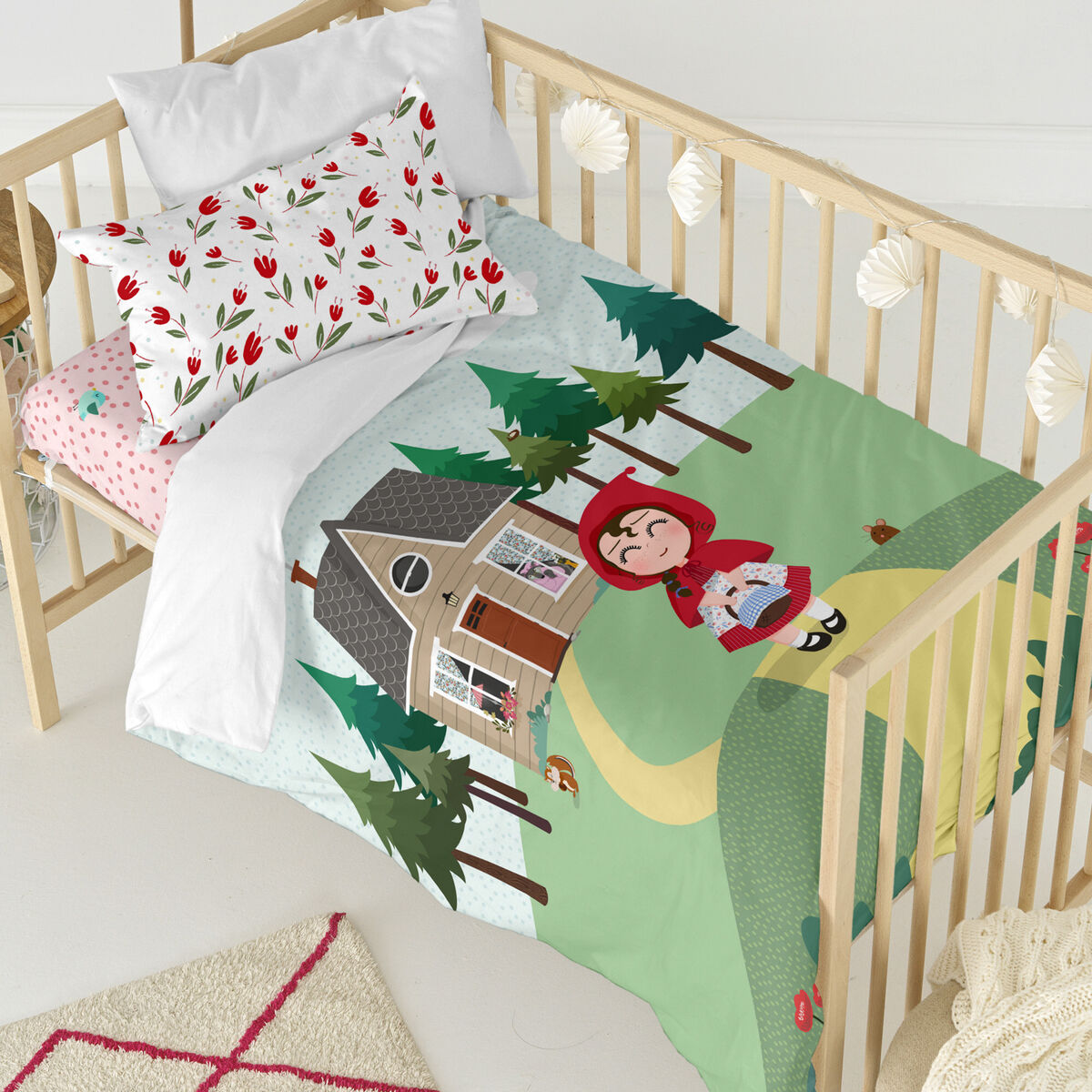 Täckslagsset HappyFriday Mr Fox Red riding hood  Multicolour Babysäng 2 Delar - 3