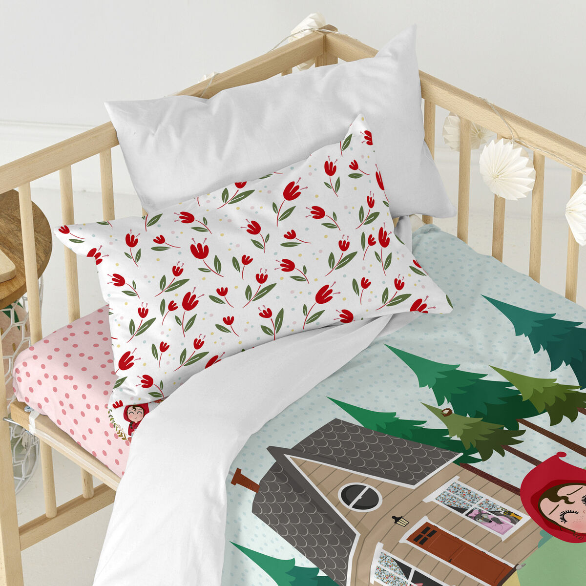 Täckslagsset HappyFriday Mr Fox Red riding hood  Multicolour Babysäng 2 Delar - 5