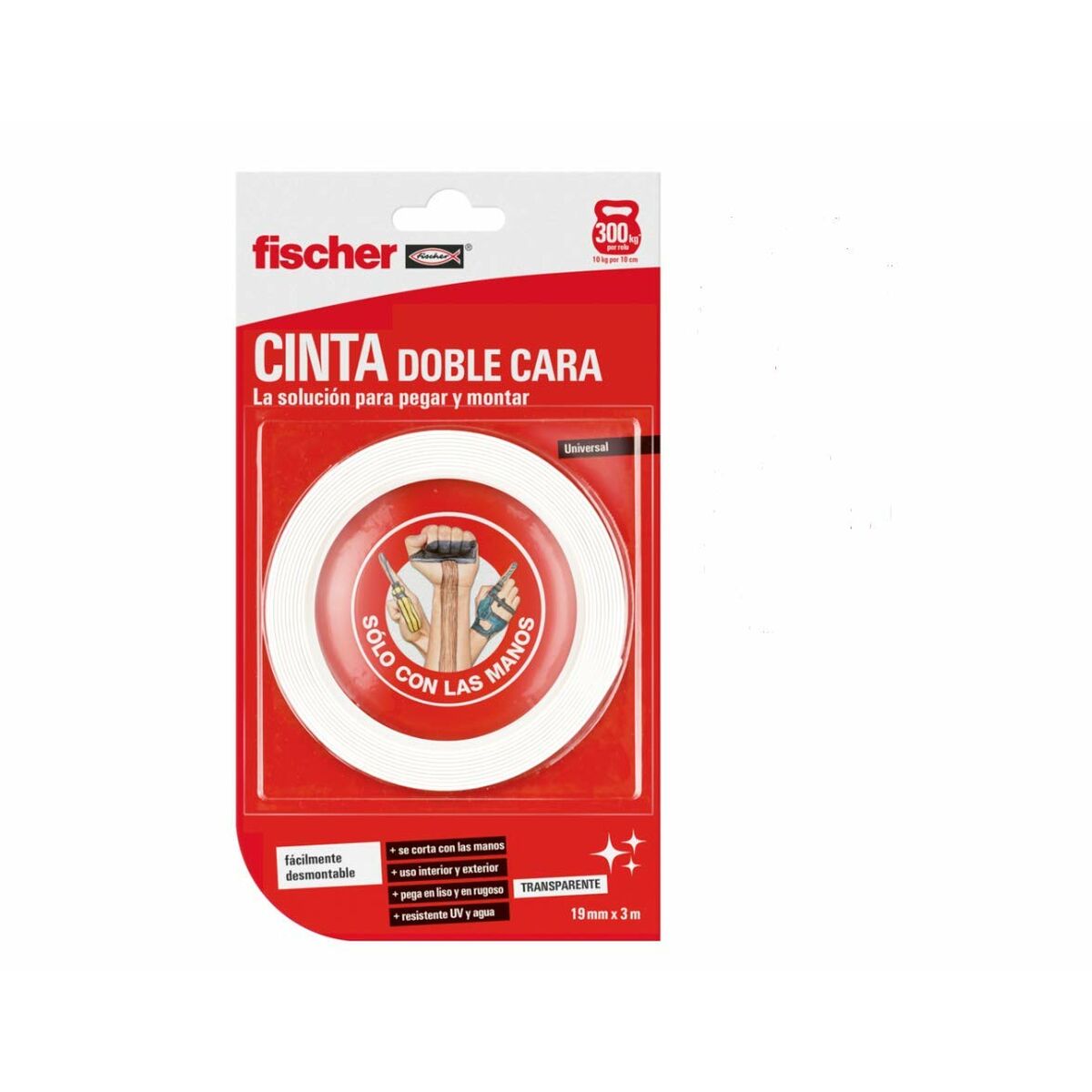Dubbelsidig Tejp Fischer 3 m x 19 mm Vit - 11