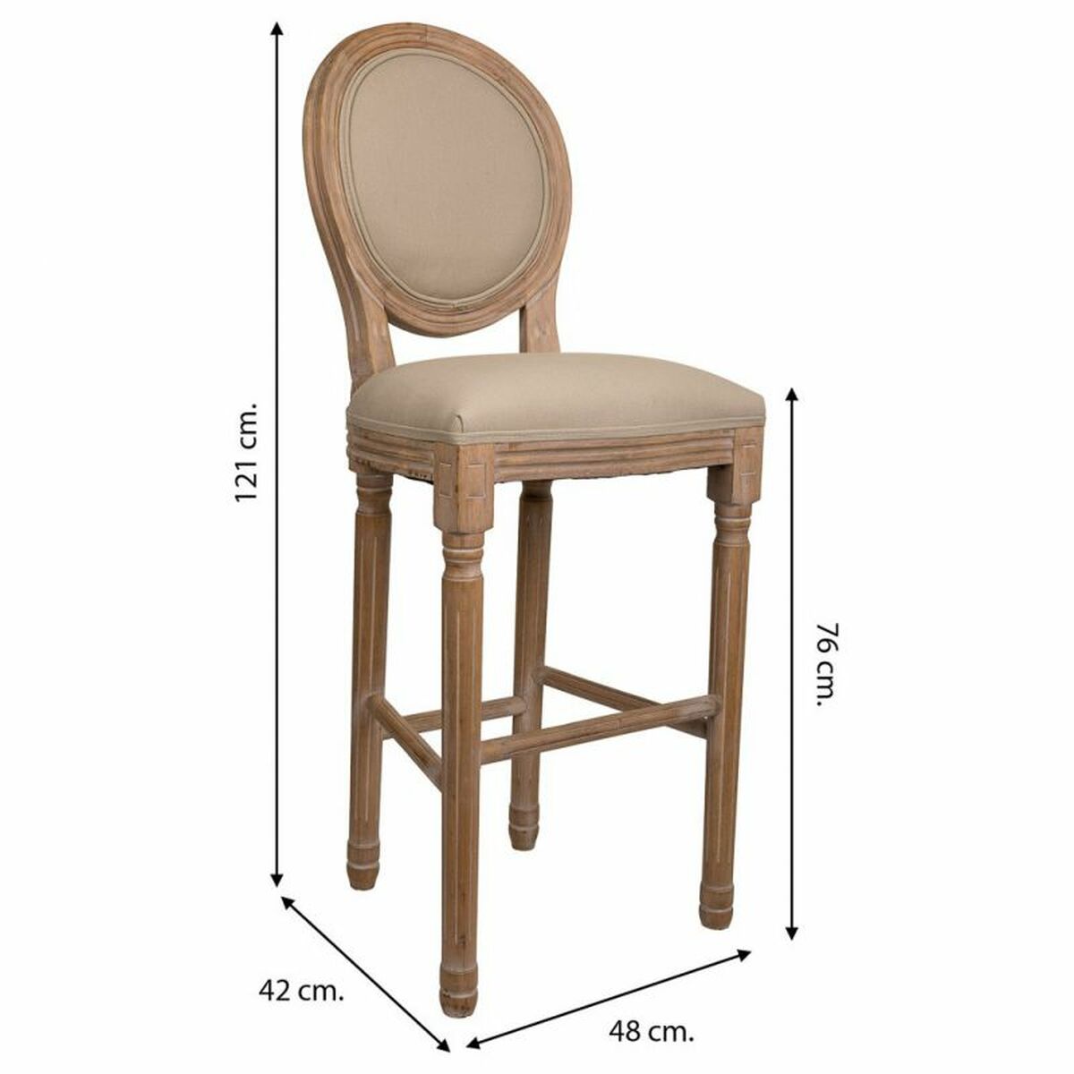 Sittpall Alexandra House Living Brun Kanvas Gummiträ 42 x 121 x 48 cm - 5