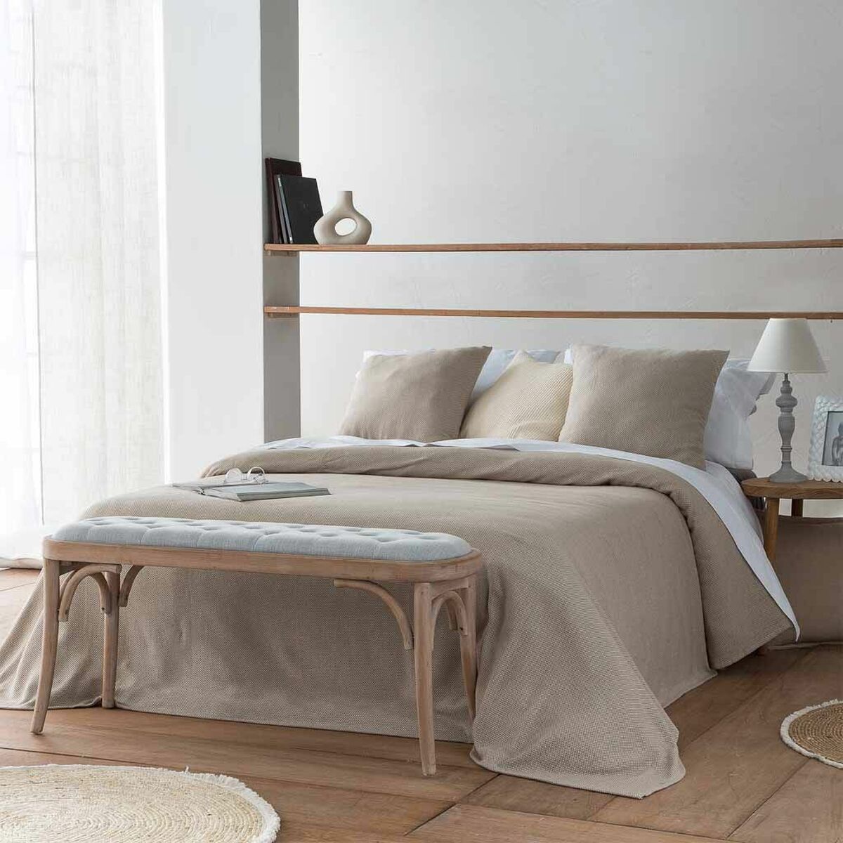 Sittpall Alexandra House Living Grå Gummiträ 37 x 47 x 110 cm - 3