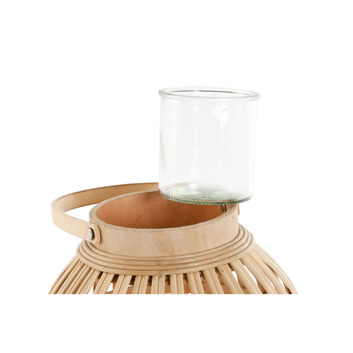 Ljusstakar Home ESPRIT Naturell Ljusbrun Bambu Glas 22,5 x 22,5 x 30 cm - 2