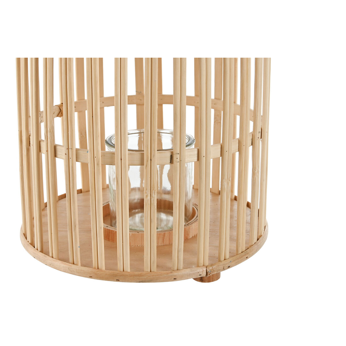 Ljusstakar Home ESPRIT Naturell Ljusbrun Bambu Glas 22,5 x 22,5 x 30 cm - 3