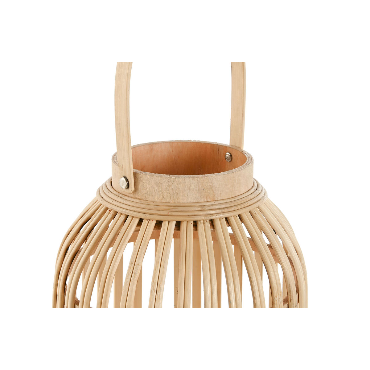 Ljusstakar Home ESPRIT Naturell Ljusbrun Bambu Glas 22,5 x 22,5 x 30 cm - 4