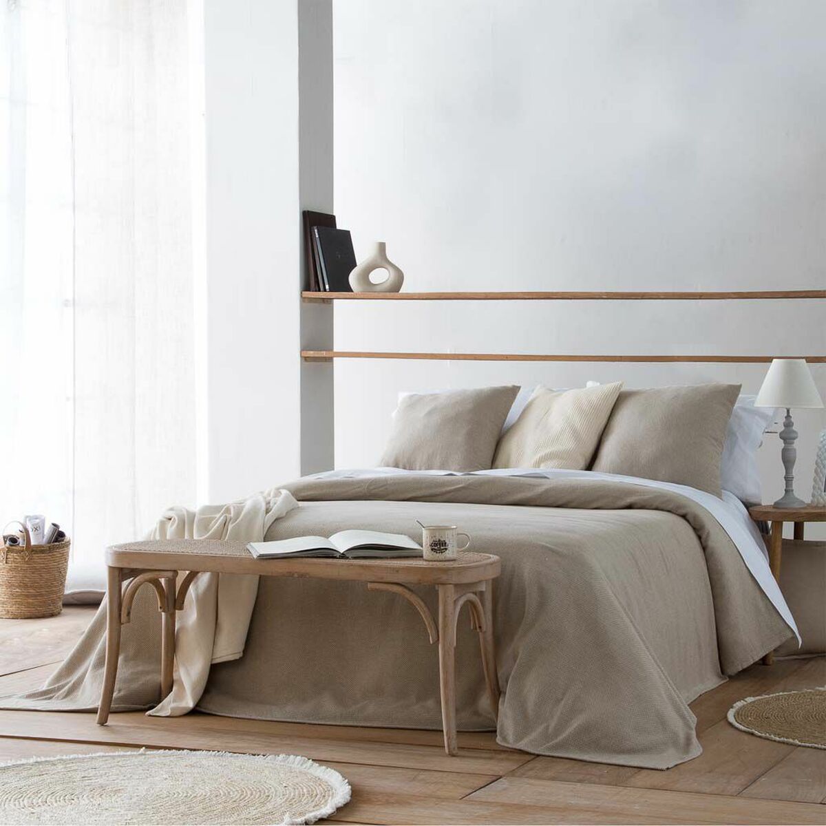 Sittpall Alexandra House Living Brun Rattan Gummiträ 37 x 47 x 110 cm - 3