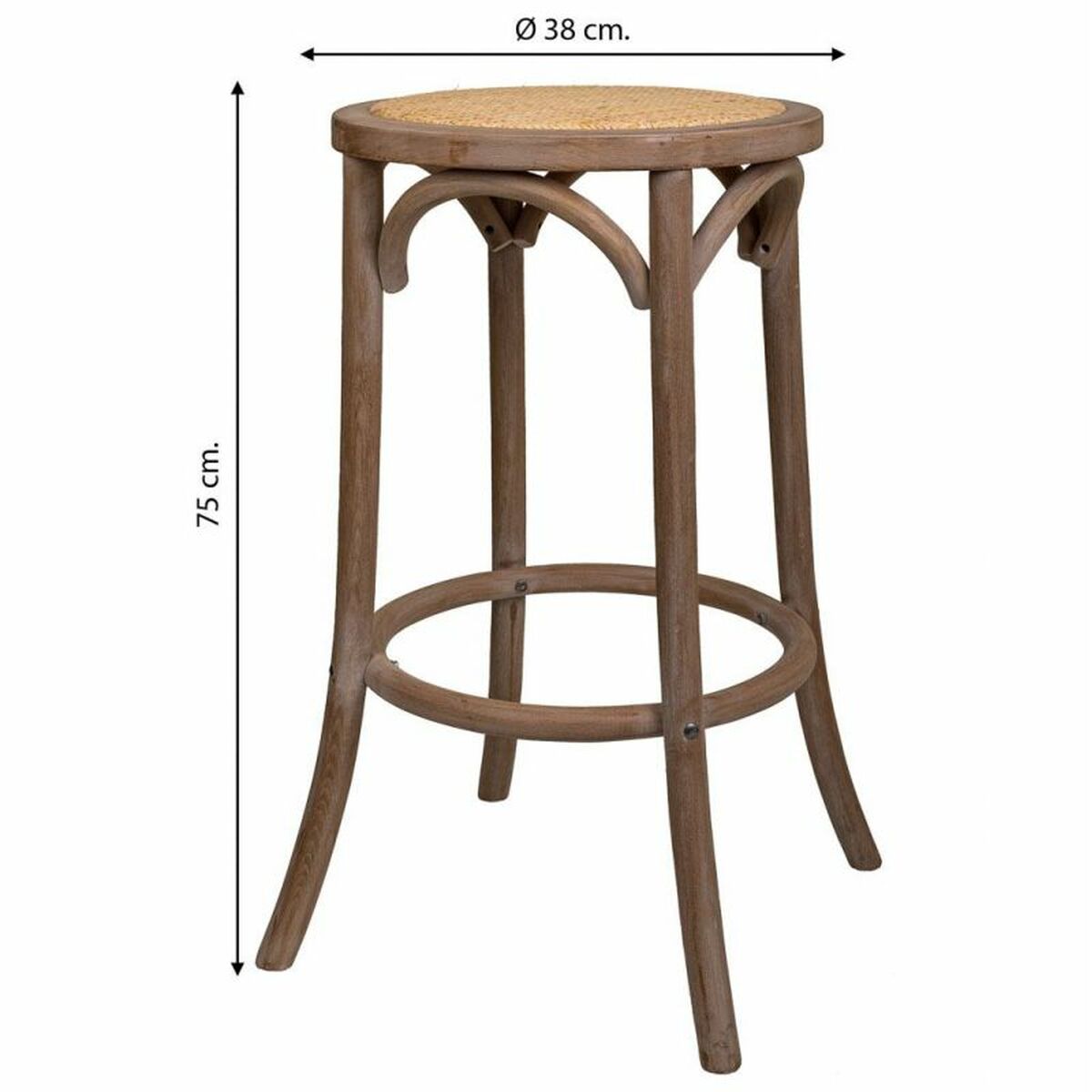 Sittpall Alexandra House Living Brun Rattan Gummiträ 38 x 75 x 38 cm - 3