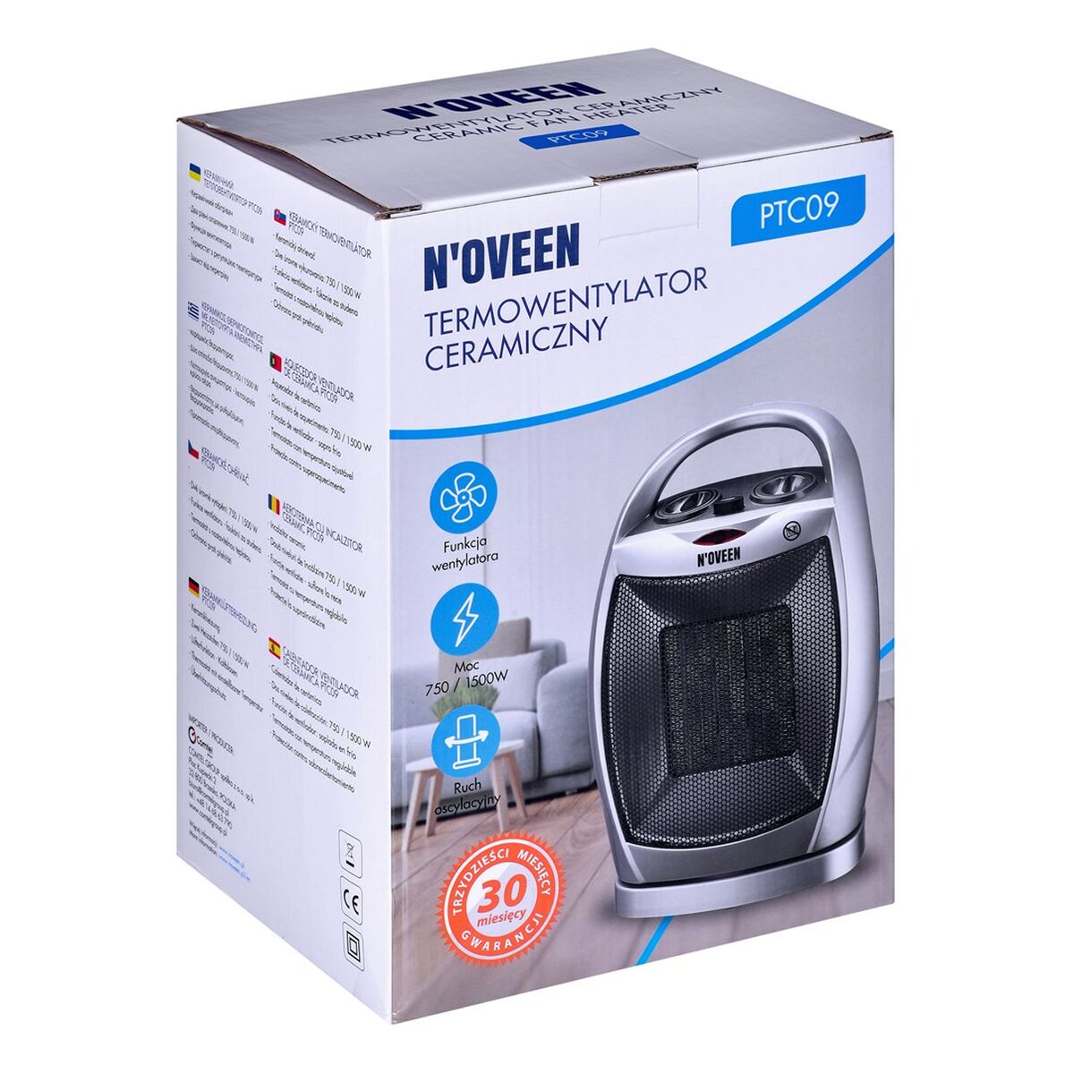 Bärbar värmefläkt N'oveen PTC09 Vit 1500 W - 7
