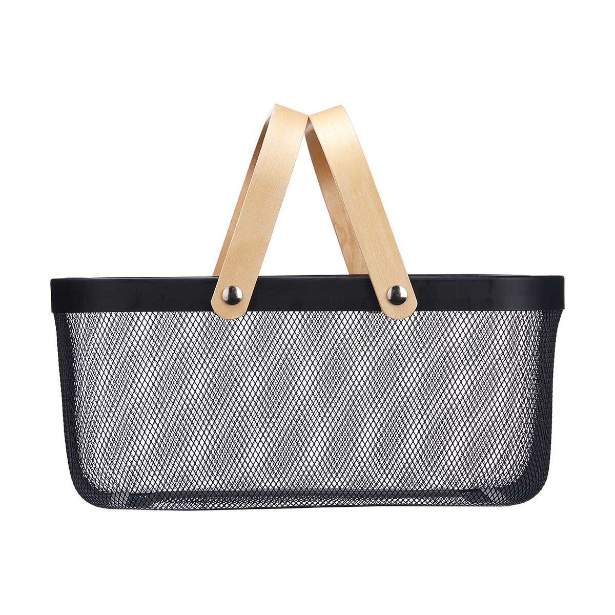 Multifunktionell korg Kinvara 1031 Svart Trä Metall 42,5 x 18 x 26,5 cm (6 antal) - 4
