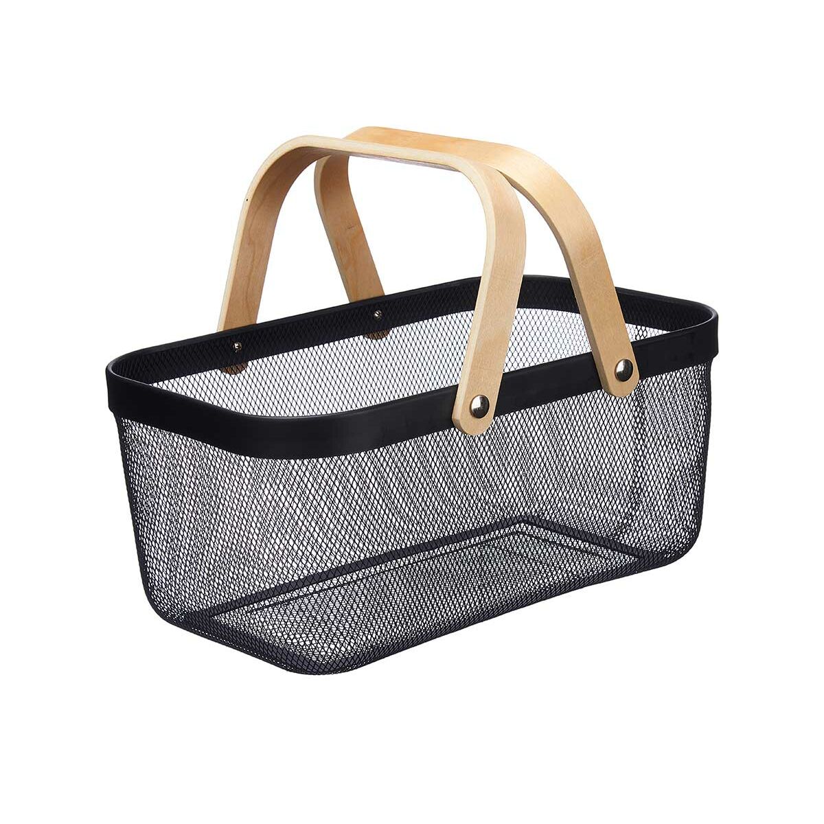 Multifunktionell korg Kinvara 1031 Svart Trä Metall 42,5 x 18 x 26,5 cm (6 antal) - 2