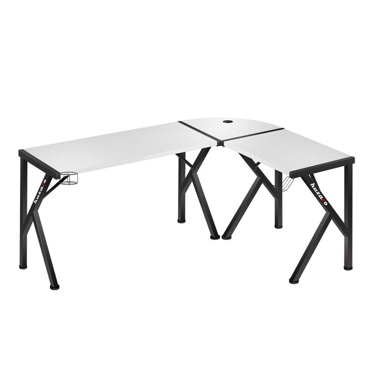 Skrivbord Huzaro Hero 6.3 Vit Svart Stål Kolfiber 154 x 74 x 117 cm - 2