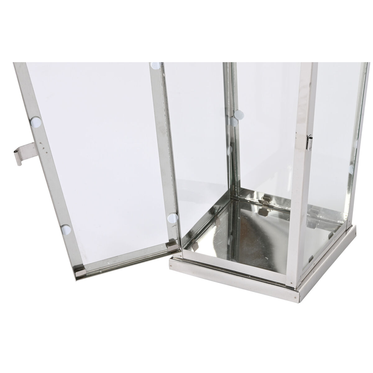 Lykta Home ESPRIT Silvrig Glas Stål Kromad 23 x 23 x 60 cm (3 Delar) - 3