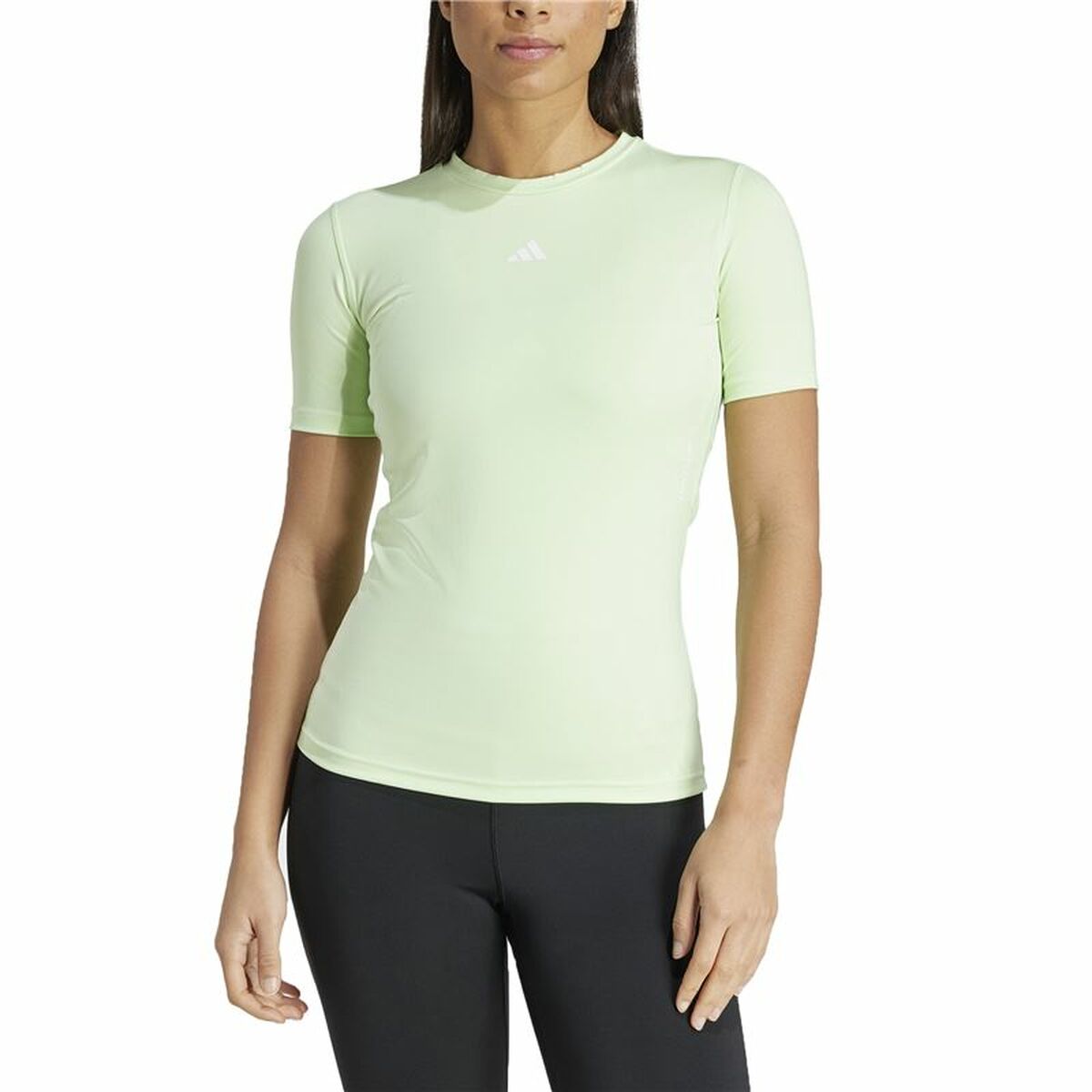 T-shirt med kortärm Dam Adidas Essentials Techfit Train Limegrön Ljusgrön - 3