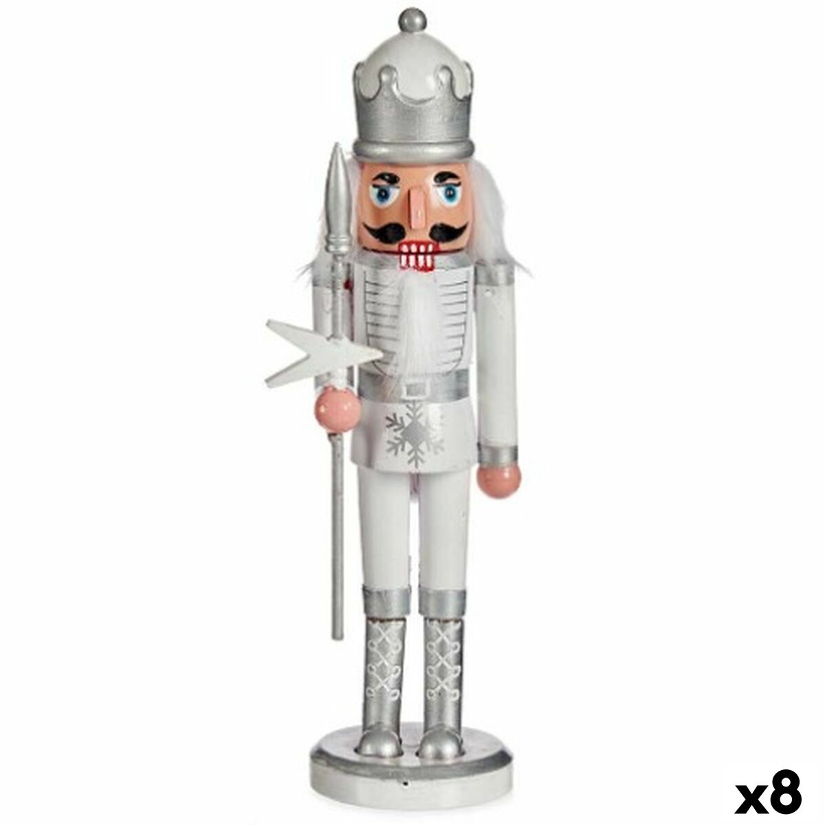 Prydnadsfigur Nötknäppare Vit Silvrig Plast 12,5 x 40 x 9 cm (8 antal) - 3