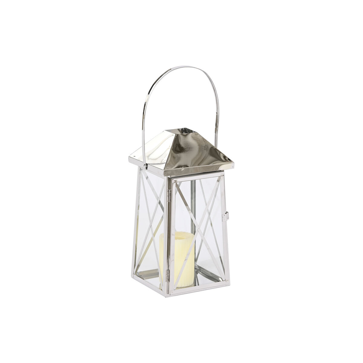 Lykta Home ESPRIT Silvrig Glas Stål Kromad 20 x 20 x 48 cm (3 Delar) - 2