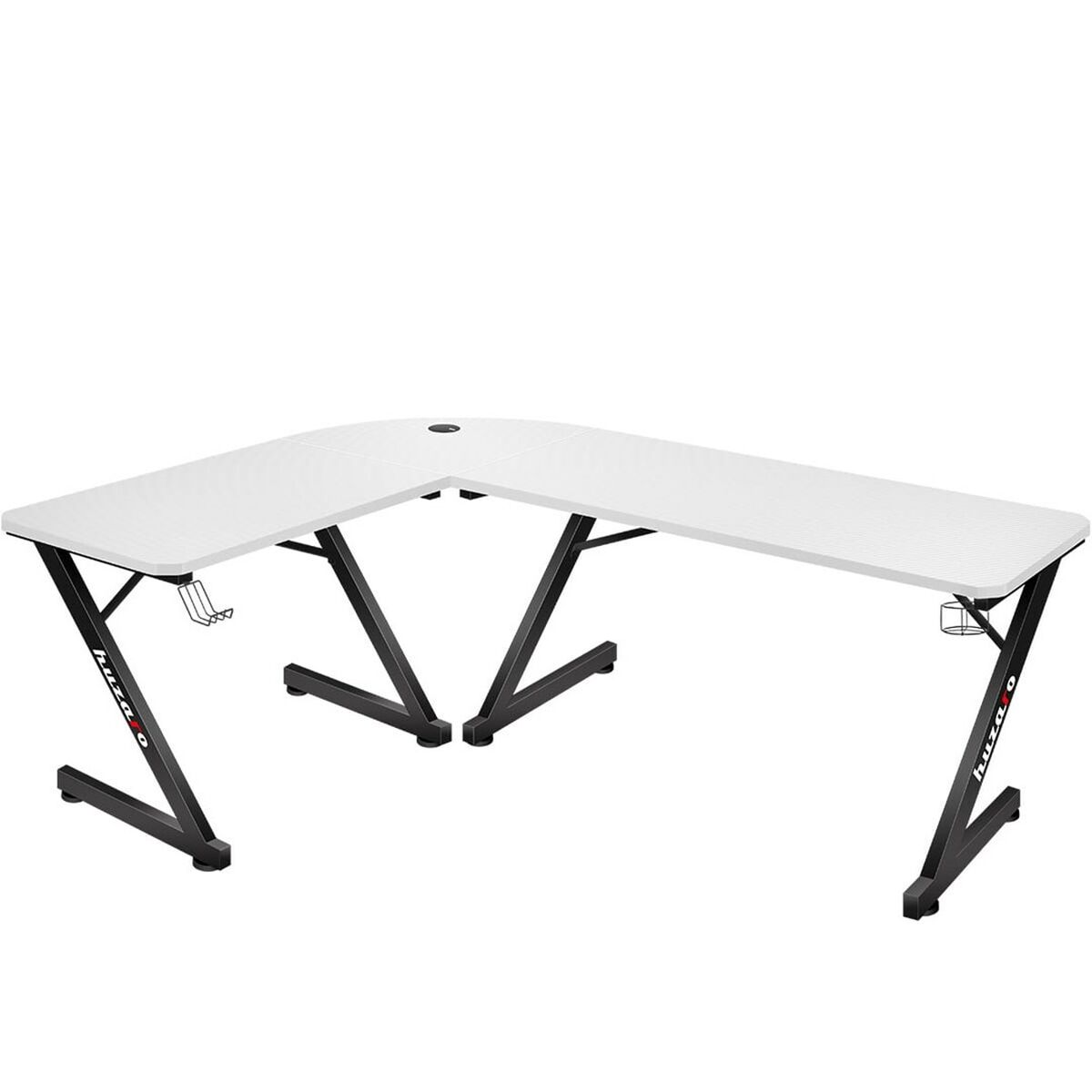 Skrivbord Gaming Huzaro HZ-Hero 7.0 Vit Svart Kolfiber 154 x 72,5 x 117 cm - 3