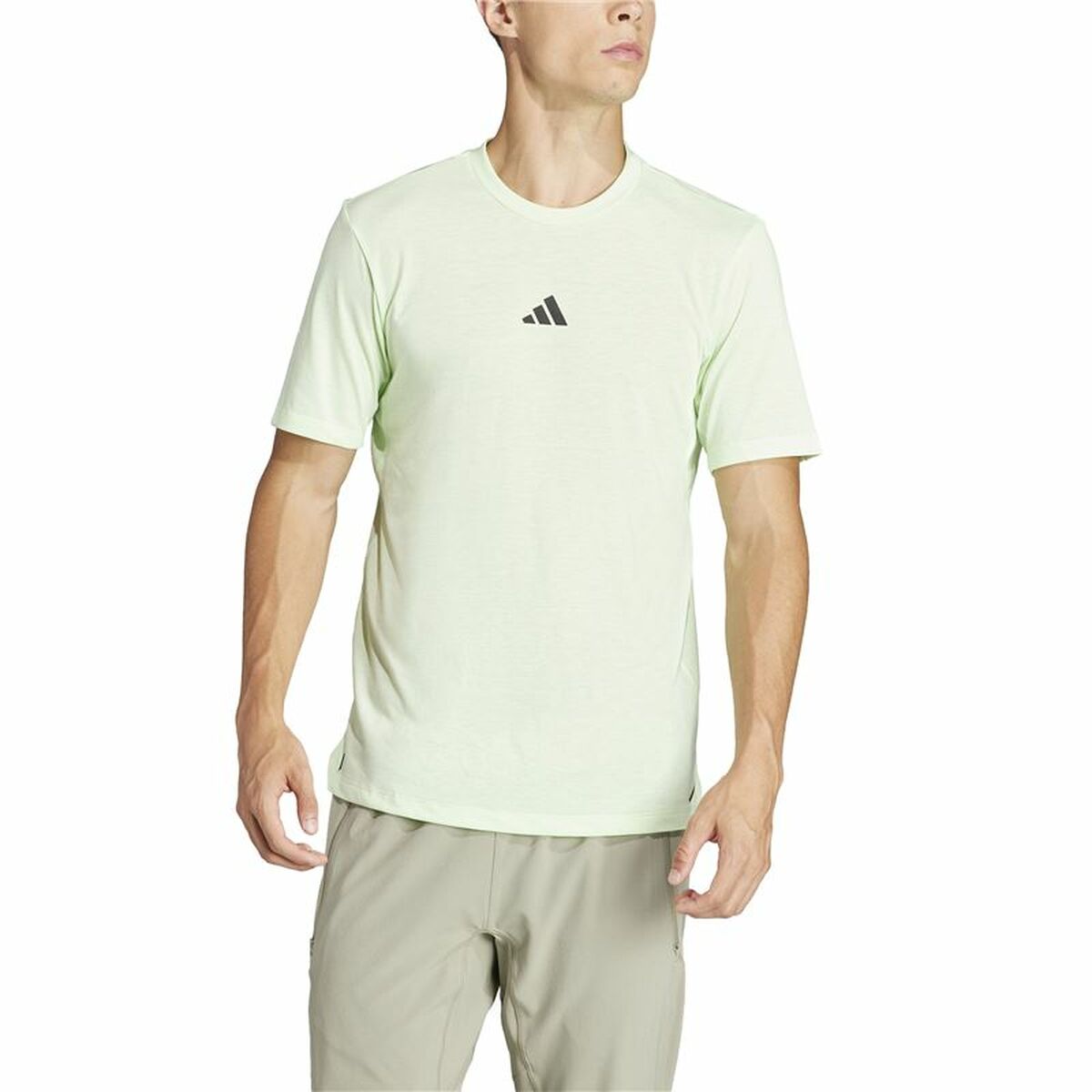 T-shirt med kortärm Herr Adidas Essentials Wo Logo Limegrön - 3