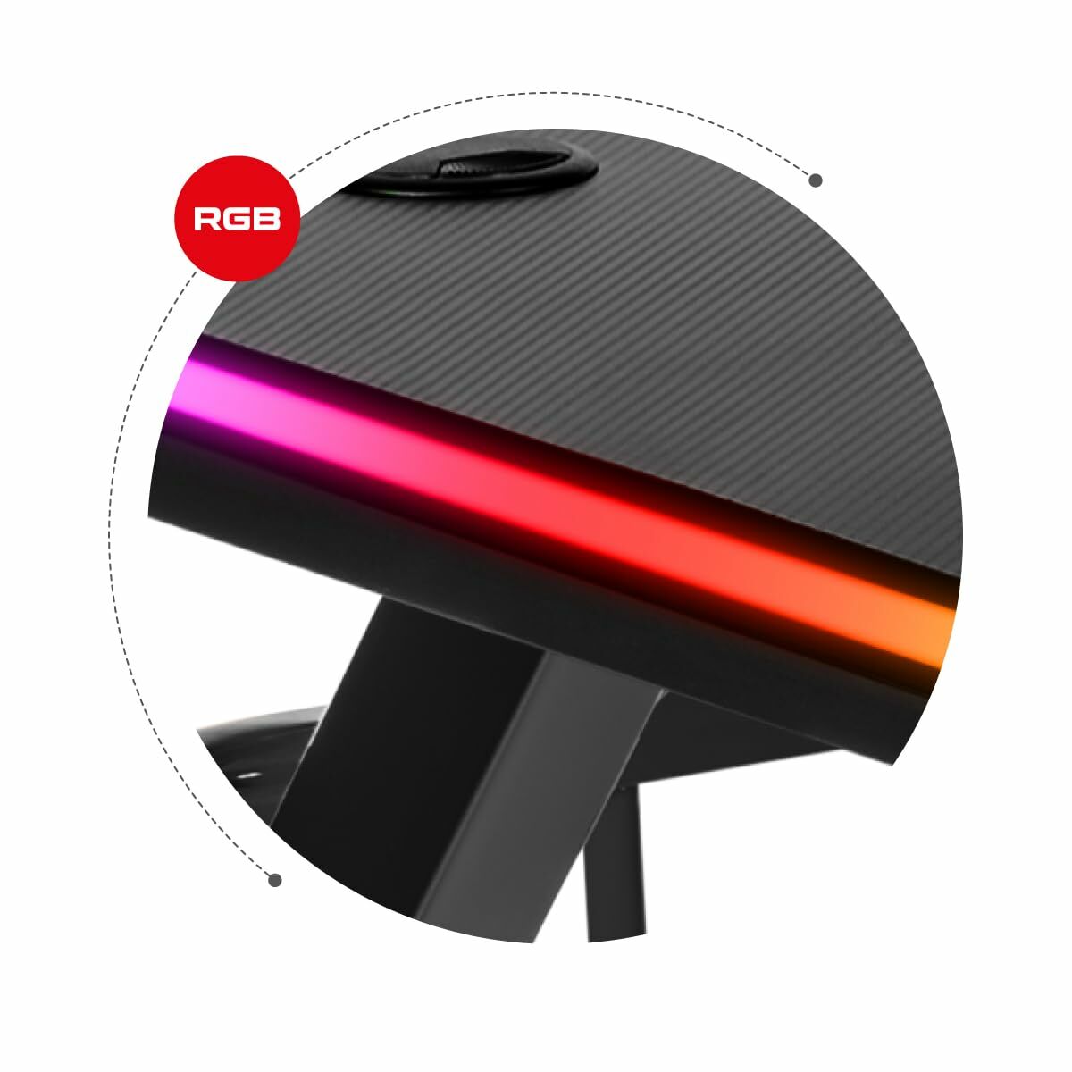 Skrivbord Gaming Huzaro HZ-Hero 5.0 RGB Svart Stål Kolfiber 116 x 69,5 x 59 cm - 2