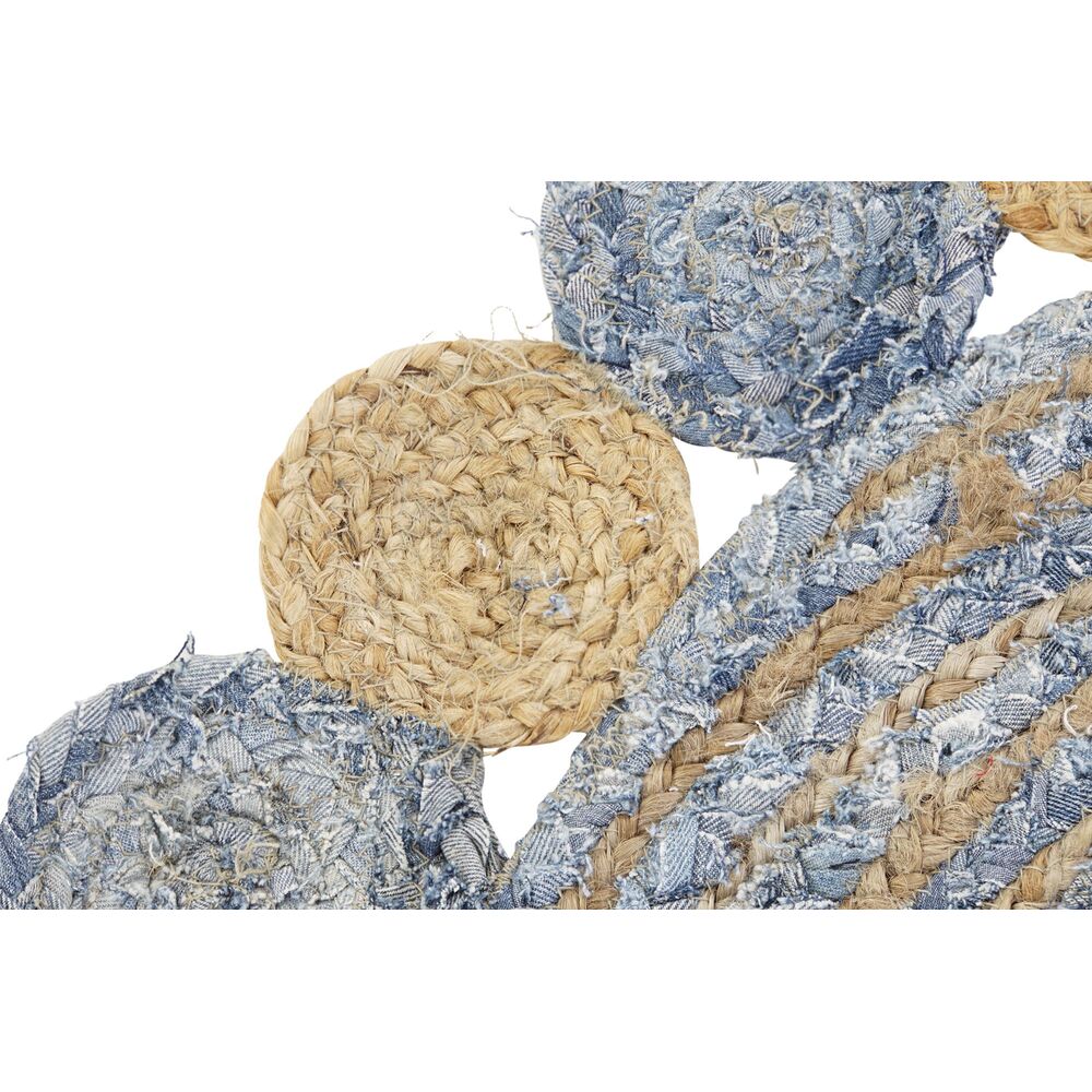 Matta DKD Home Decor 120 x 120 x 1 cm Blå Bomull Multicolour Indier Jute - 4