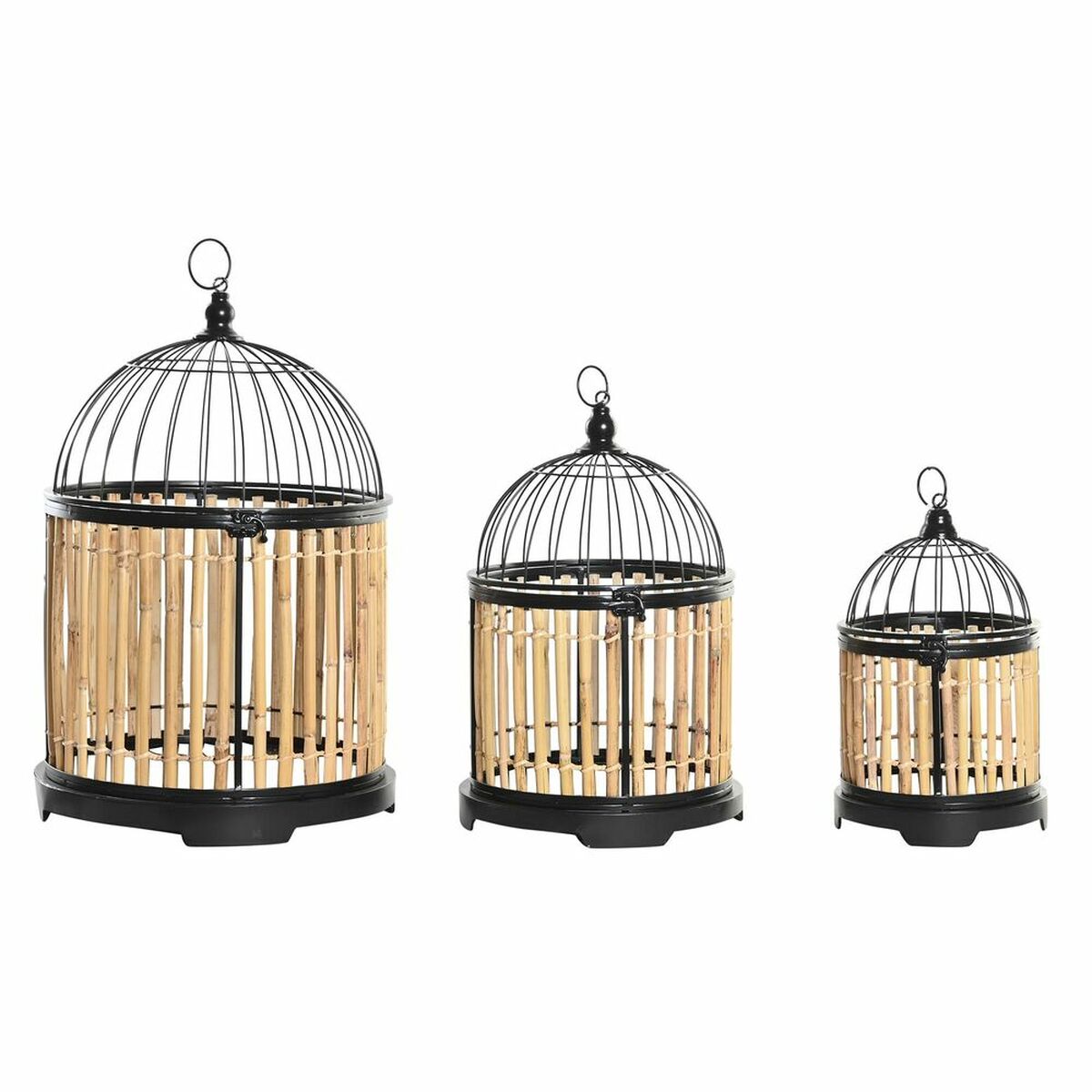Dekorativ bur DKD Home Decor Naturell 38 x 38 x 61,6 cm (3 Delar)