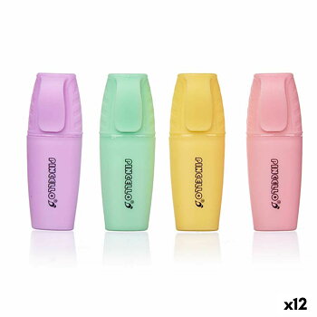 Fluorescerande markörsuppsättning Pincello 496 Gul Multicolour Rosa (12 antal)