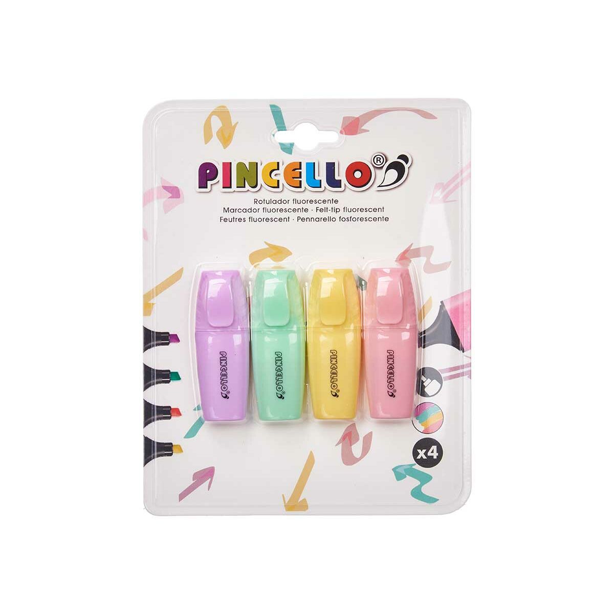 Fluorescerande markörsuppsättning Pincello 496 Gul Multicolour Rosa (12 antal) - 3