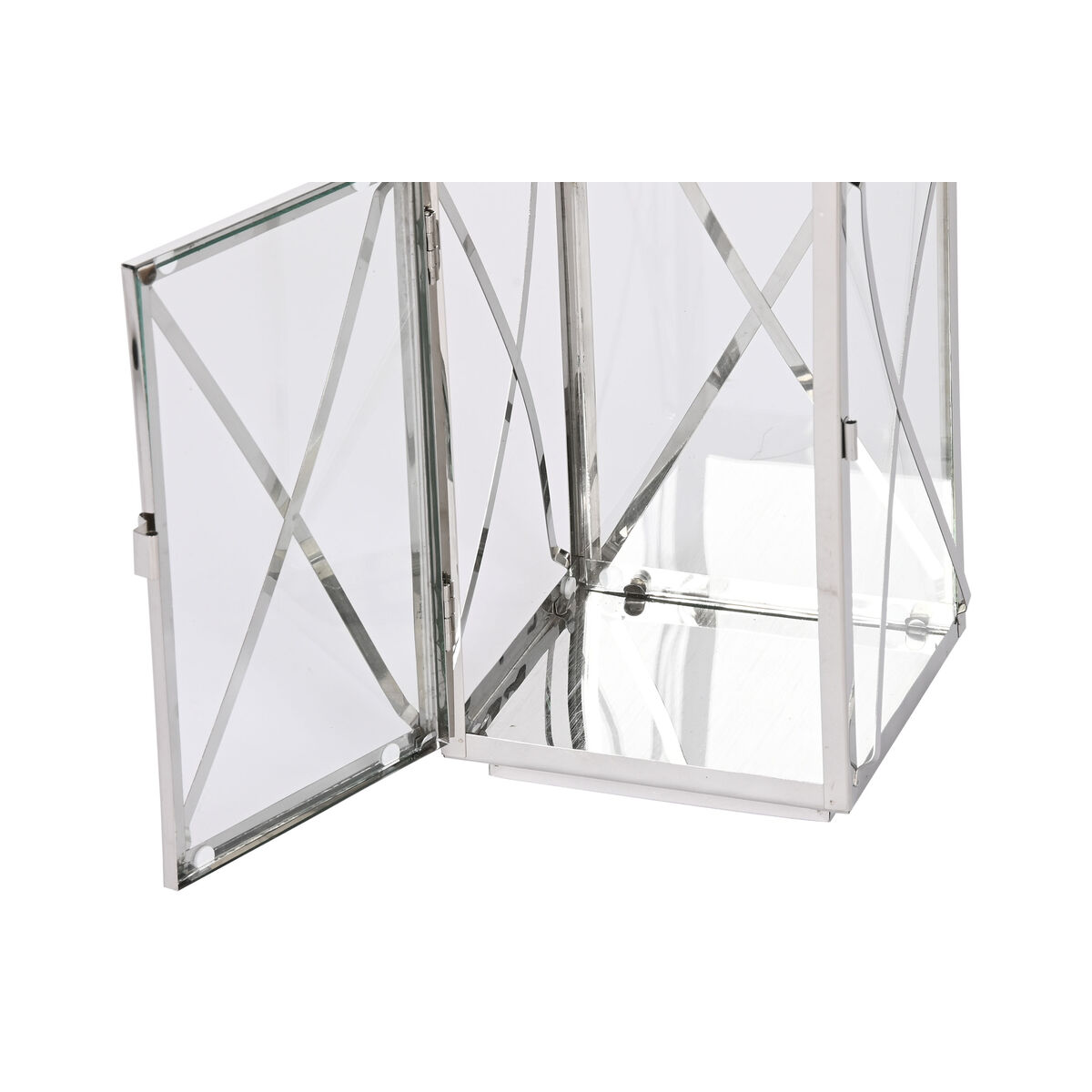 Lykta Home ESPRIT Silvrig Glas Stål Kromad 16 x 15 x 32 cm (2 Delar) - 3