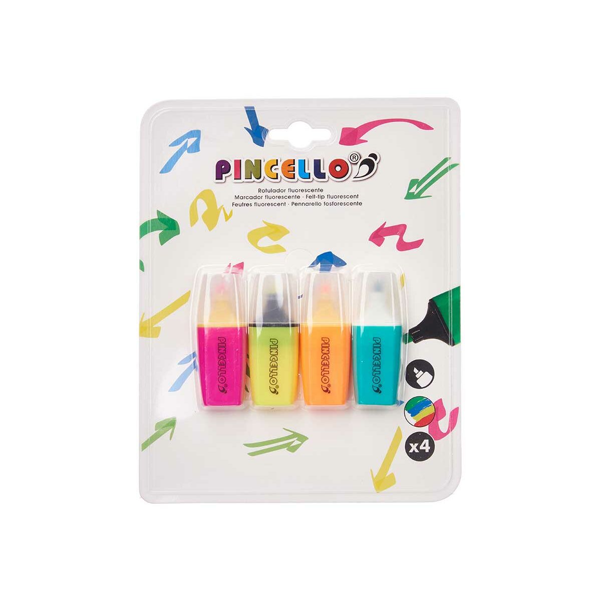 Fluorescerande markörsuppsättning Pincello 495 Gul Grön Multicolour Orange Rosa (12 antal) - 7