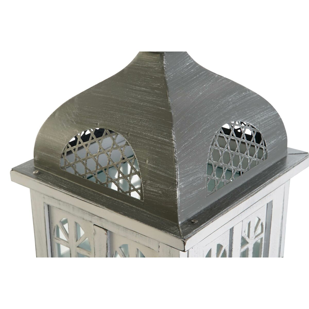 Lykta DKD Home Decor Antikbehandlad Vit Grå Trä Glas 19 x 19 x 42 cm - 5