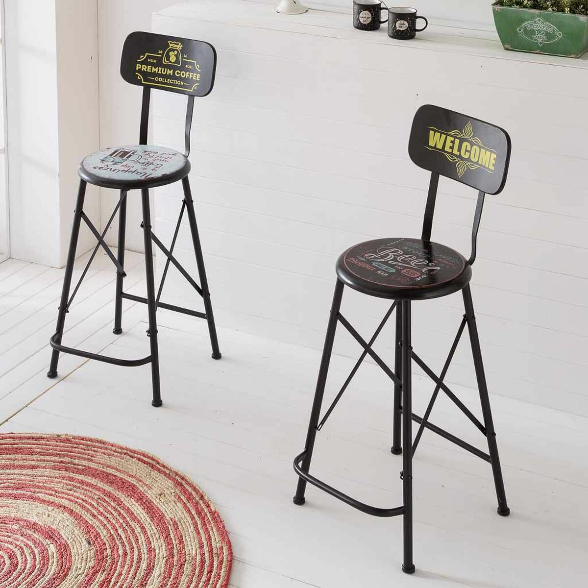 Sittpall Alexandra House Living Svart Järn 40 x 100 x 46 cm - 2
