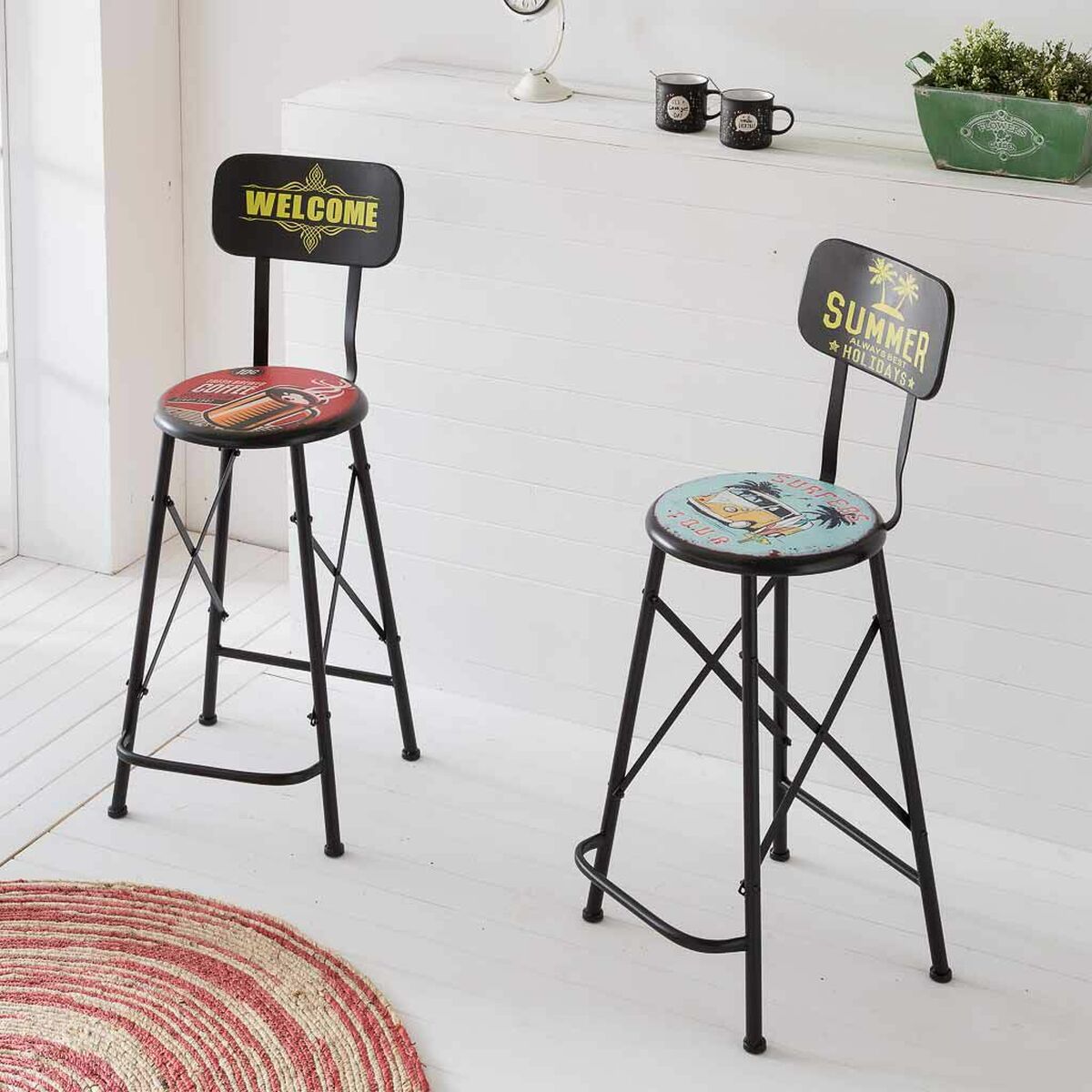 Sittpall Alexandra House Living Svart Järn 40 x 100 x 46 cm - 2